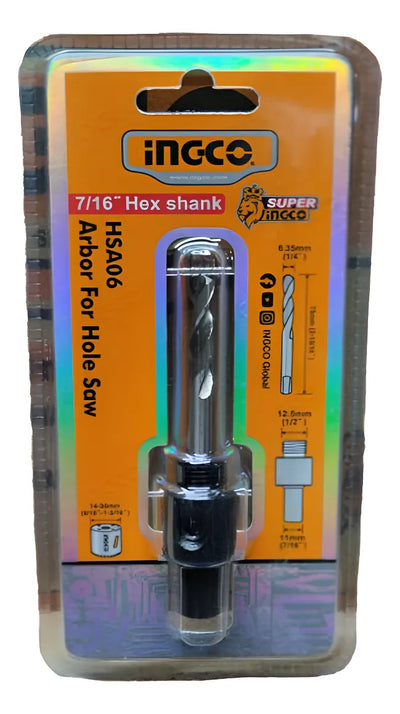 INGCO -  Arbor for hole saw 9/16"(14mm) to 1- 3/16"(30mm)
 HSA06