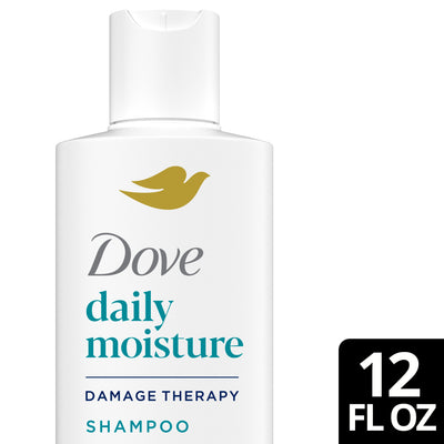 Dove daily moisture shampoo bottle on a white background