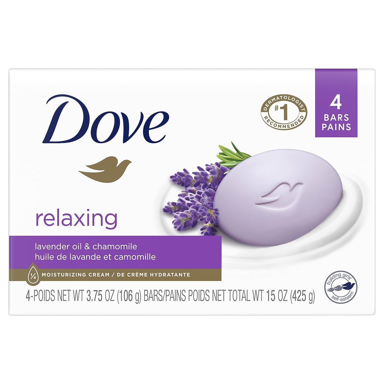 Dove Soap - Relaxing With Chamomile & Lavender - Beauty Bar - 106g - US - 4 Pack