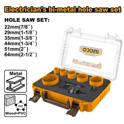 INGCO -  9 Pcs Electrician's bi- metal hole saw set  AKH0092