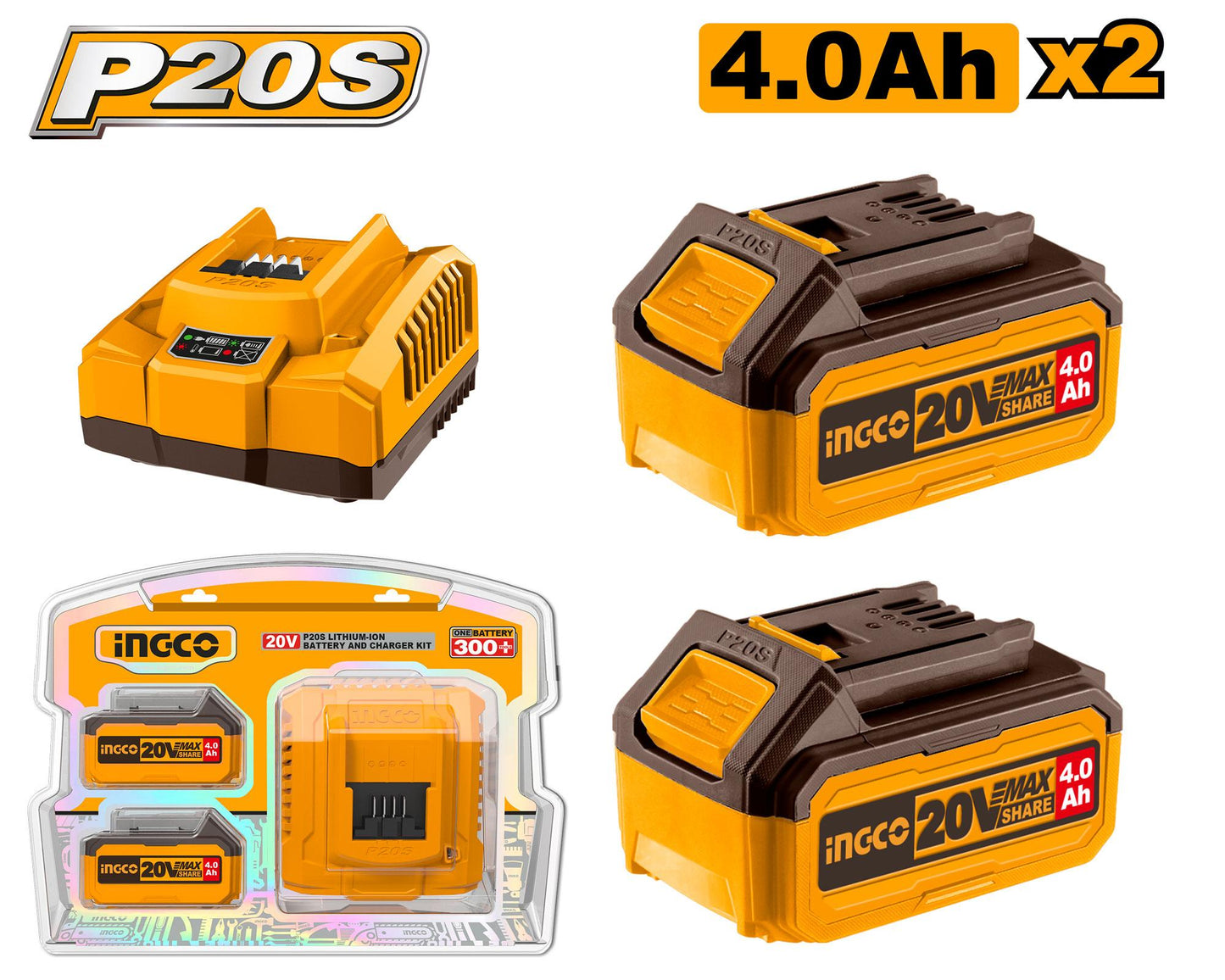 INGCO -  P20S Lithium-Ion battery and charger kit 20V FBCPK1424