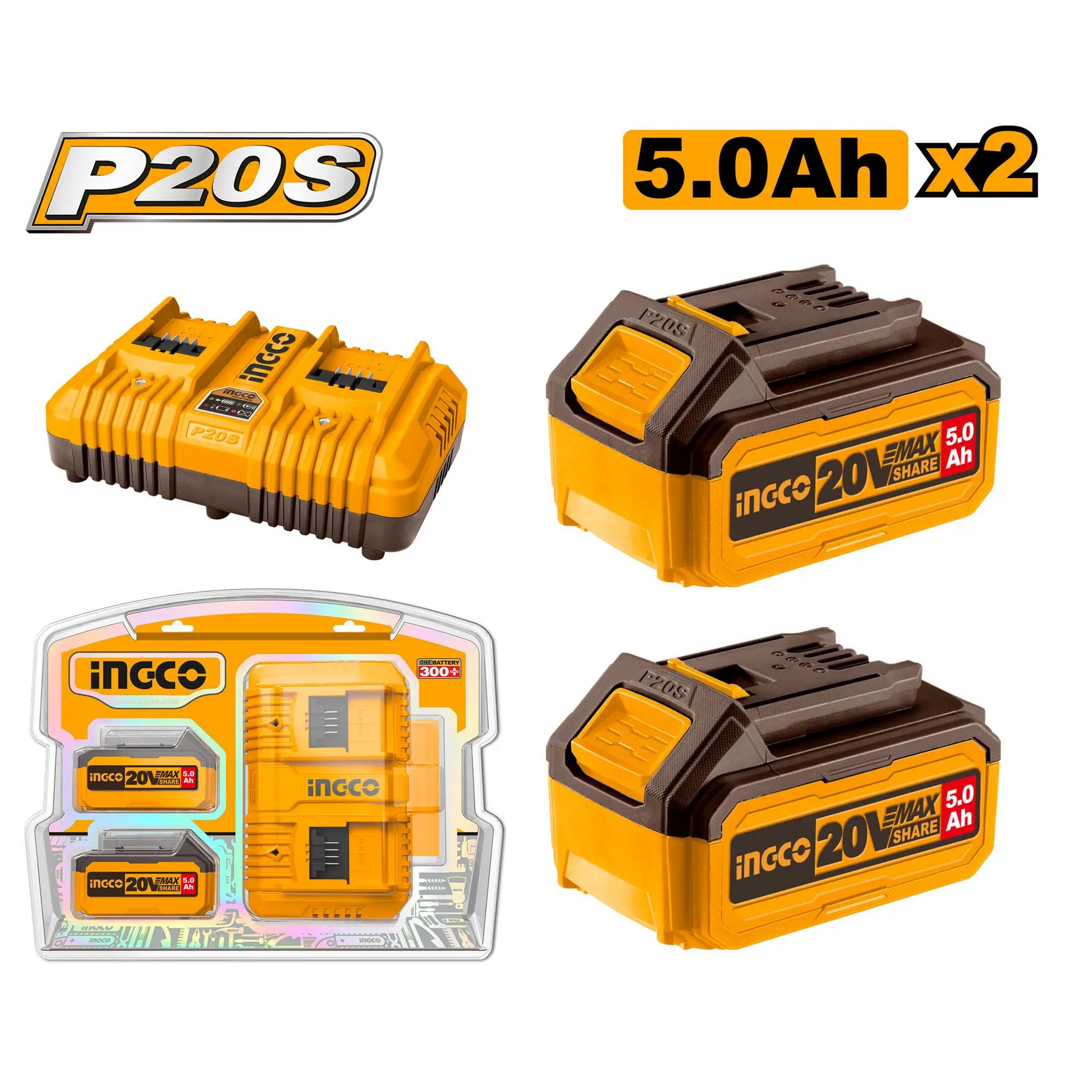 INGCO -  P20S Lithium-Ion battery and charger kit 20V FBCPK2425