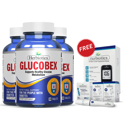 Herbiotics - Glucobex - Bundle - 3 Pack - Free Glucometer Deal