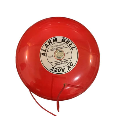 Electric Alarm Bell 220V, 150mm (6 Inch) Metal - Red | Jodiabaazar.com