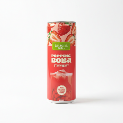 Arizona Fields - Popping Boba - 250ML - Strawberry - 24 Can (1 Tray) - With Delicious Popping Boba
