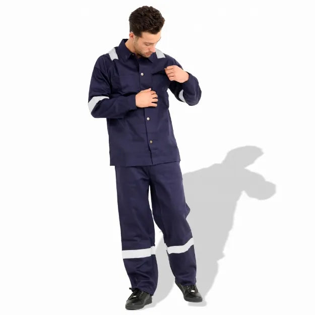 Safety Coverall With Grey Reflective Strips - Dark Blue | Jodiabaazar.com