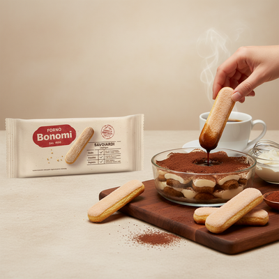 Forno Bonomi with Cacao - Ladyfingers Biscuits - Savoiardi - 200g - 15-Pack Carton