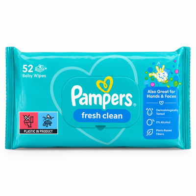 Pampers - Baby Wipes - 52 Wipes - Fresh Clean - Alcohol Free
