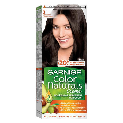 GARNIER - HAIR COLOR - Naturals Creme - 3 DARK BROWN - Chantain Fonce - 110ml (Imported)