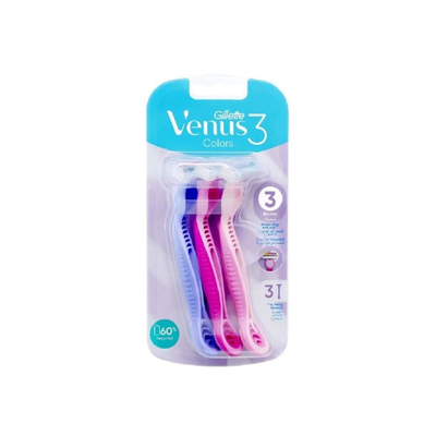 Gillette - VENUS - 3 Colors - 3 Blades Disposable Razors for Women - 3 Piece Pack