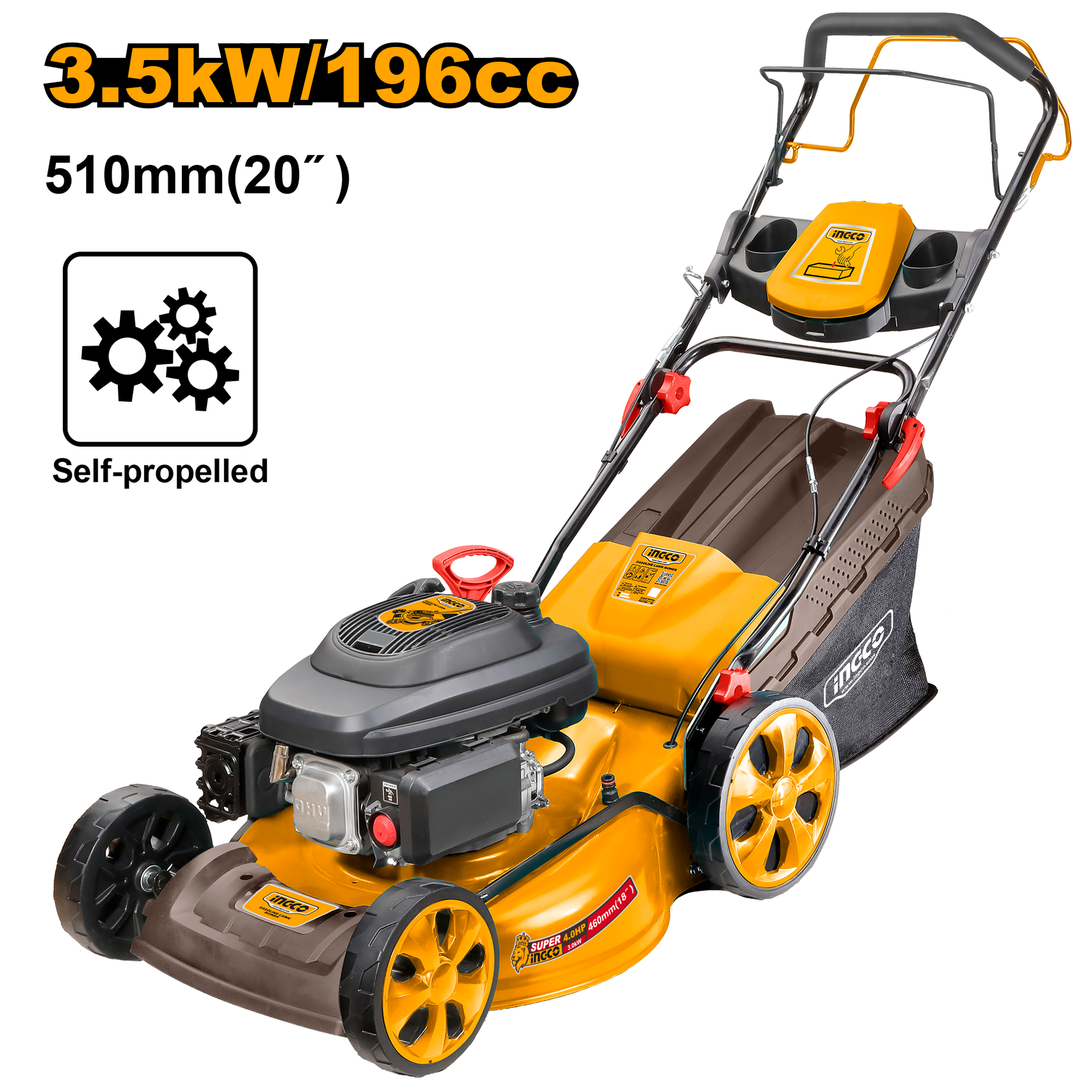 INGCO -  Gasoline lawn mower 3500W GLM196202