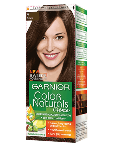 GARNIER - HAIR COLOR - Naturals Creme - 4 BROWN Chatain - 110 ml (Imported)