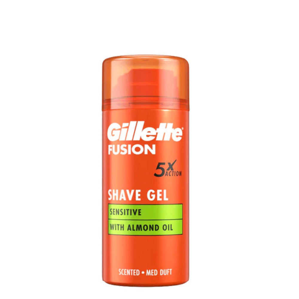 Gillette - FUSION - SHAVE GEL - Sensitive - With Almond Oil - 5X Action - (1X6) 75 ml