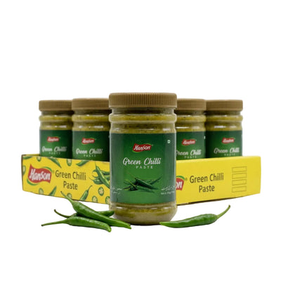 Hanson - GREEN CHILI PASTE - Pet Jar 330gm - Pack of 12 - 3.96kg
