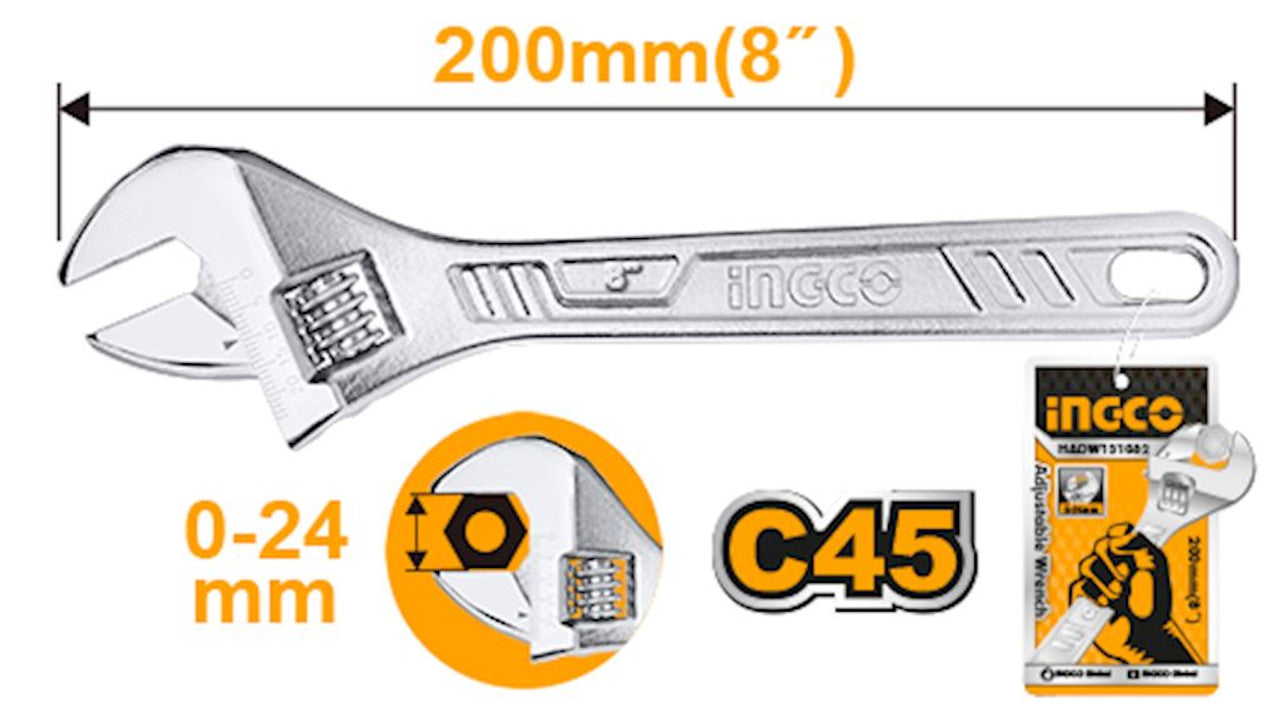 INGCO -  Adjustable wrench 200mm HADW131082