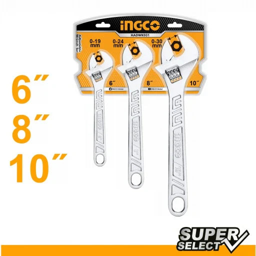 INGCO -  3 Pcs Adjustable wrench set  HADWK031