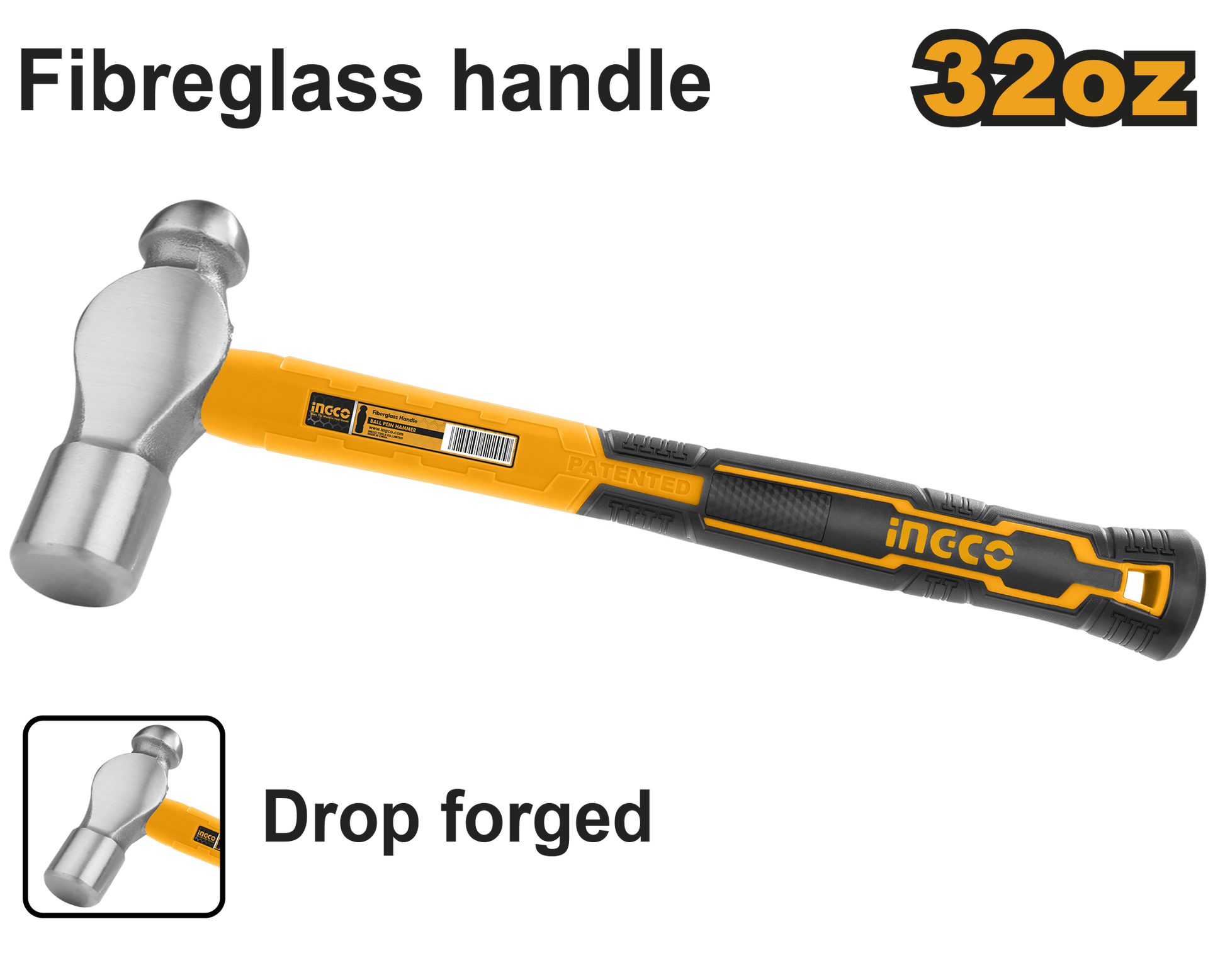 INGCO -  Ball pein hammer 900g HBPH88032