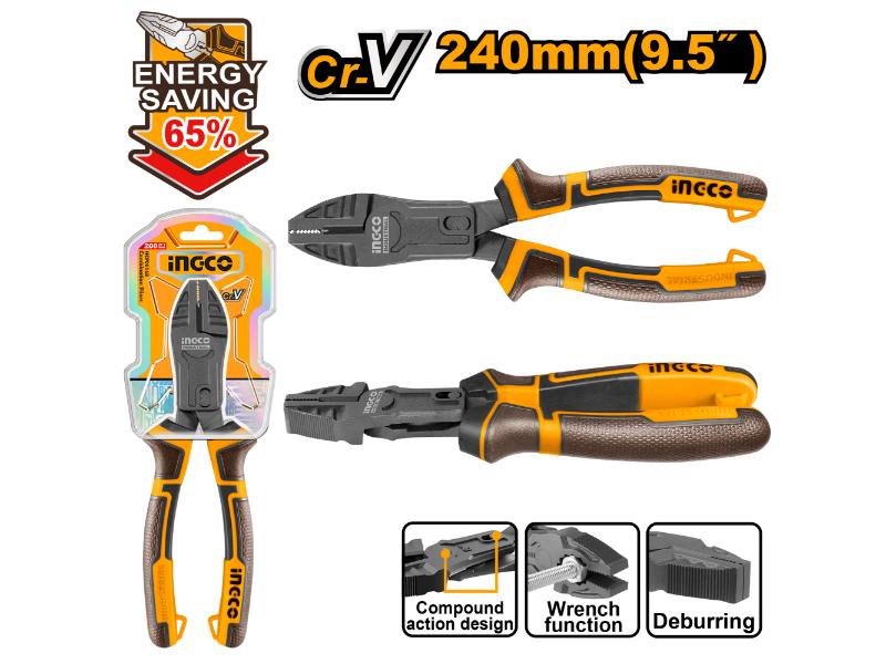 INGCO -  Compound action combination pliers 240mm HCCP58240