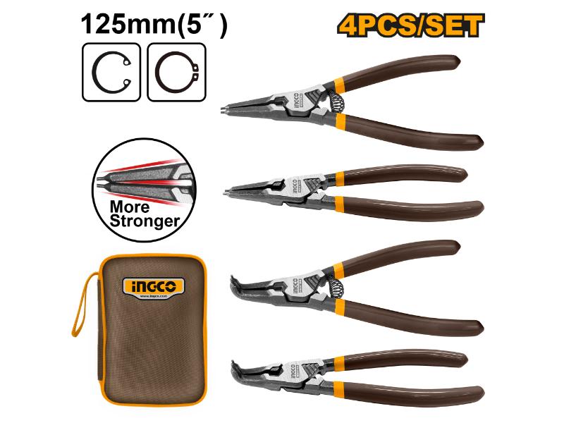INGCO -  4 Pcs circlip pliers set 125mm HCCPS26125