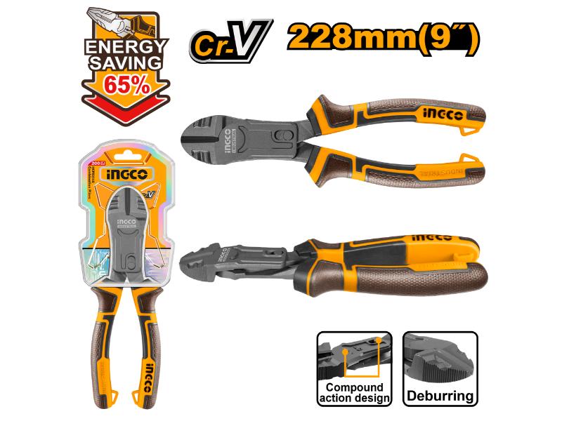 INGCO -  Compound action diagonal cutting pliers 228mm HCDCP58230