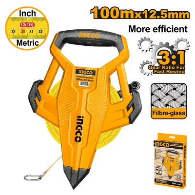 INGCO -  Fibreglass measuring tape 100*12.5mm HFMT83100