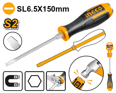 INGCO -  Slotted go-through screwdriver 150MM HGTS686150