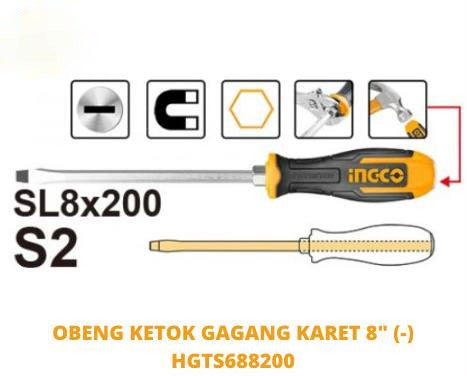 INGCO -  Slotted go-through screwdriver 200MM HGTS688200