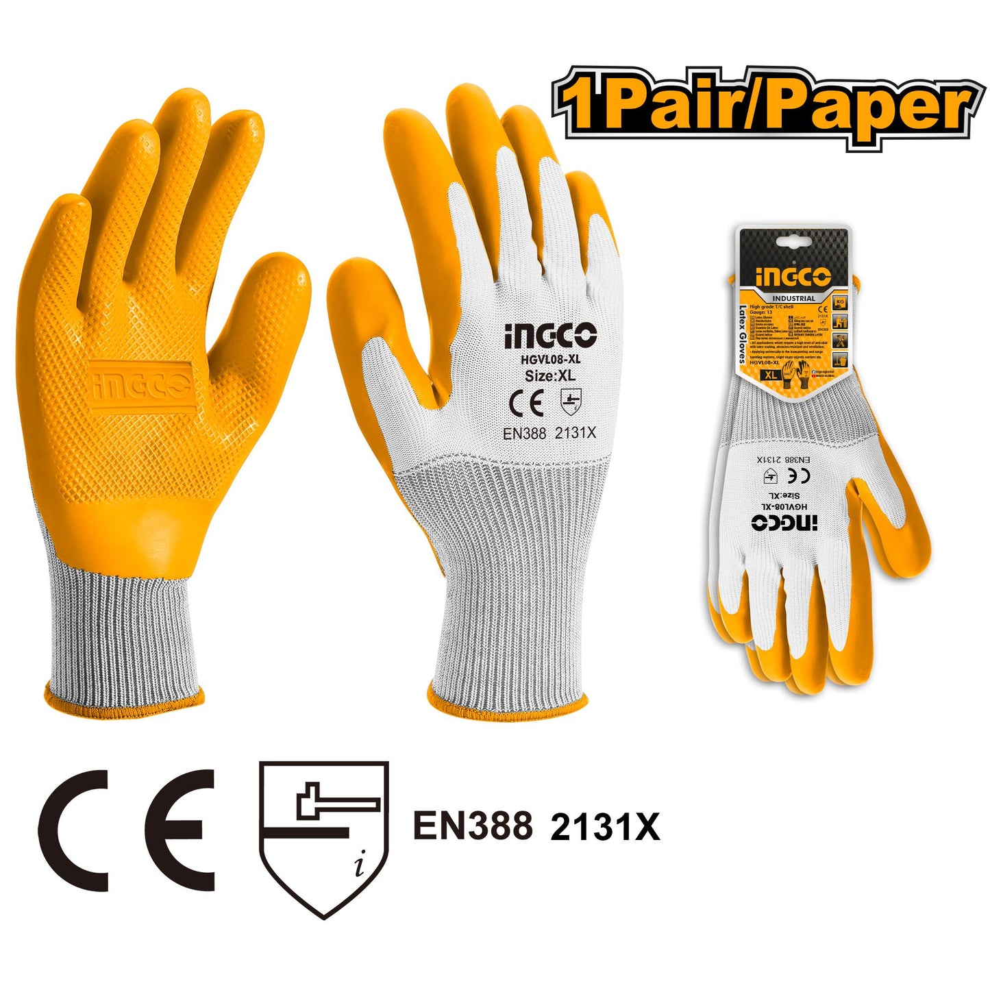 INGCO -  Latex gloves xl HGVL08-XL