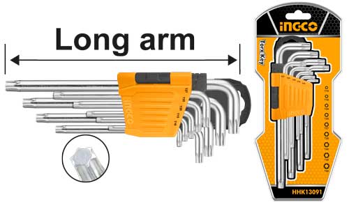 INGCO -  Torx key LONG ARM 9PCS HHK13091