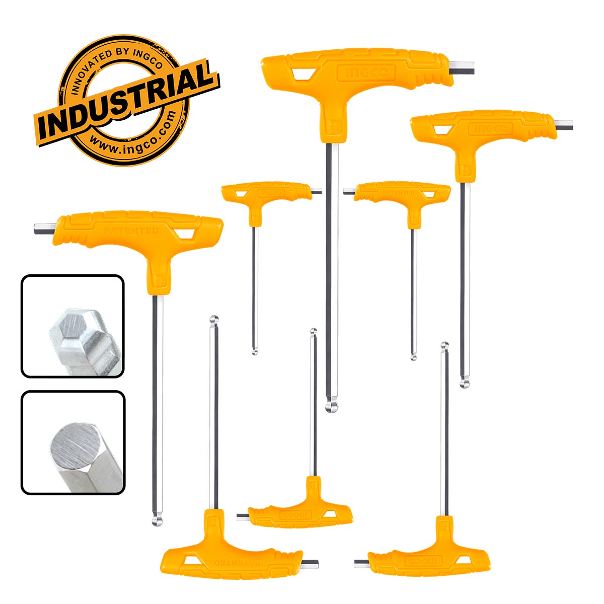 INGCO -  8 Pcs T-handle ball point hex wrench set  HHKT80828