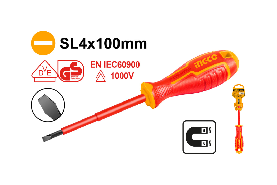 INGCO -  Insulated screwdriver SL4*100MM HISD814100
