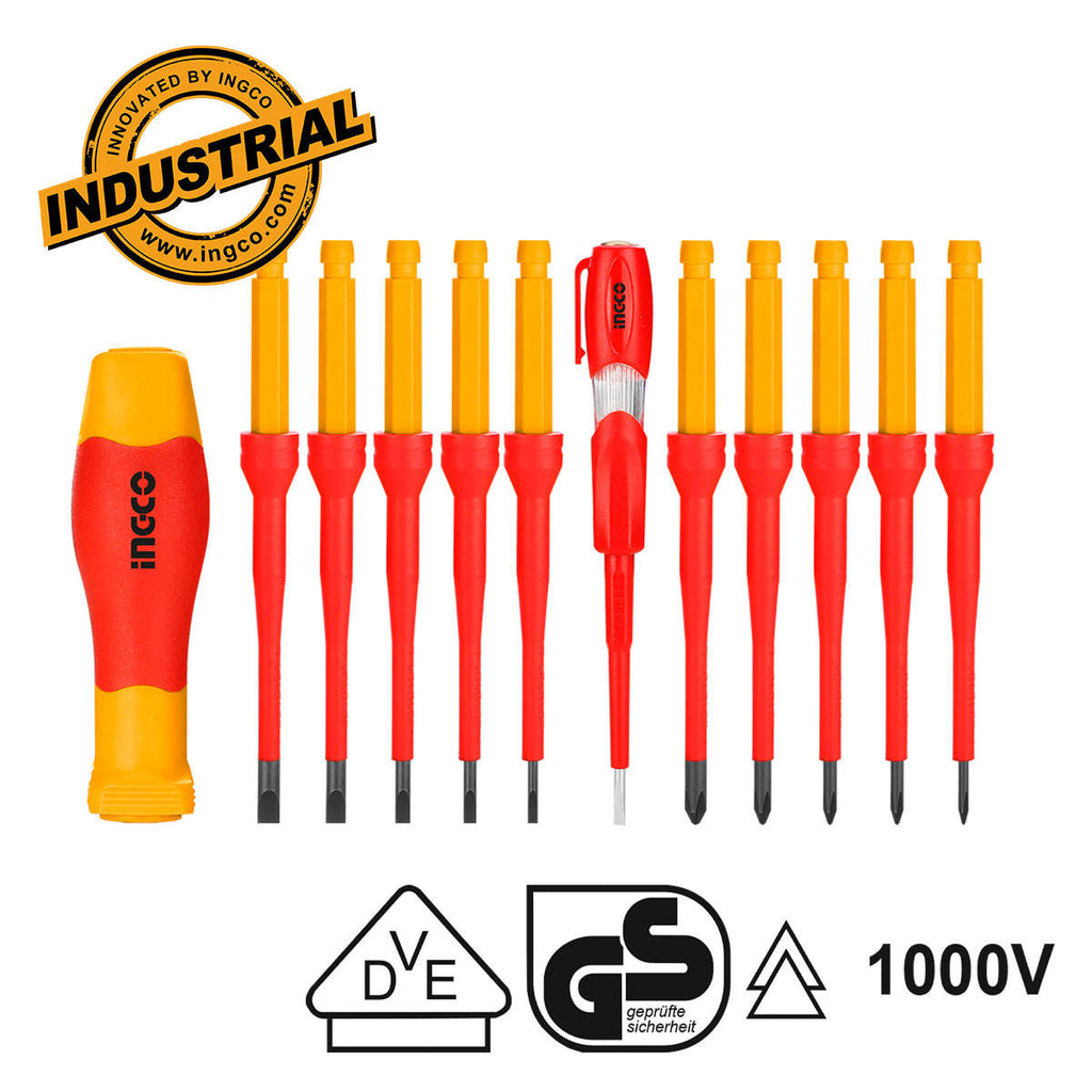 INGCO -  12 Pcs interchangeable insulated screwdriver set  HKISD1201