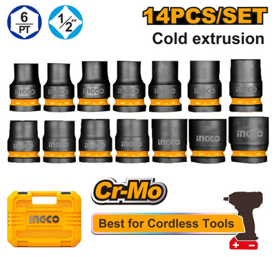 INGCO -  14 Pcs 1/2"DR. Impact socket set  HKISSD12141