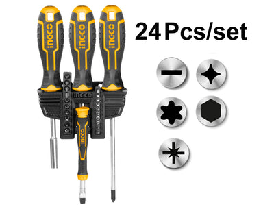 INGCO -  24 Pcs screwdriver and bits set  HKSDB02482