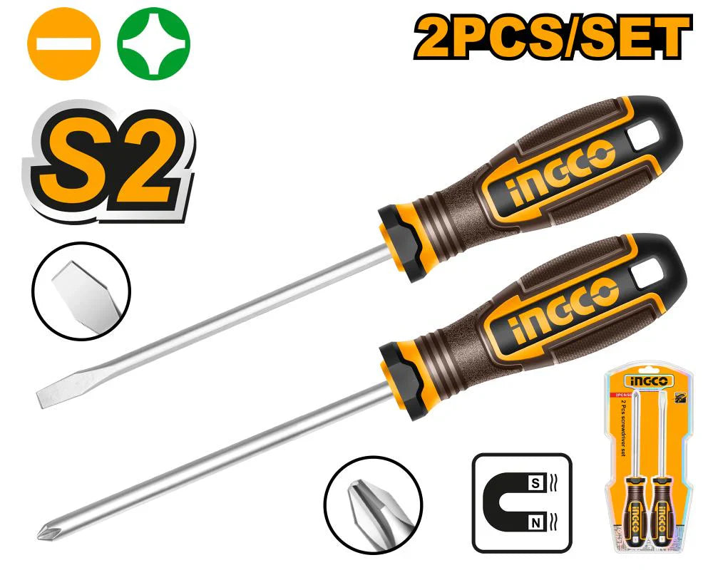 INGCO -  2 Pcs screwdriver set 125MM HKSDS0228