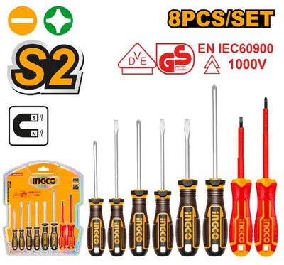 INGCO -  8 Pcs screwdriver set  HKSDS0838