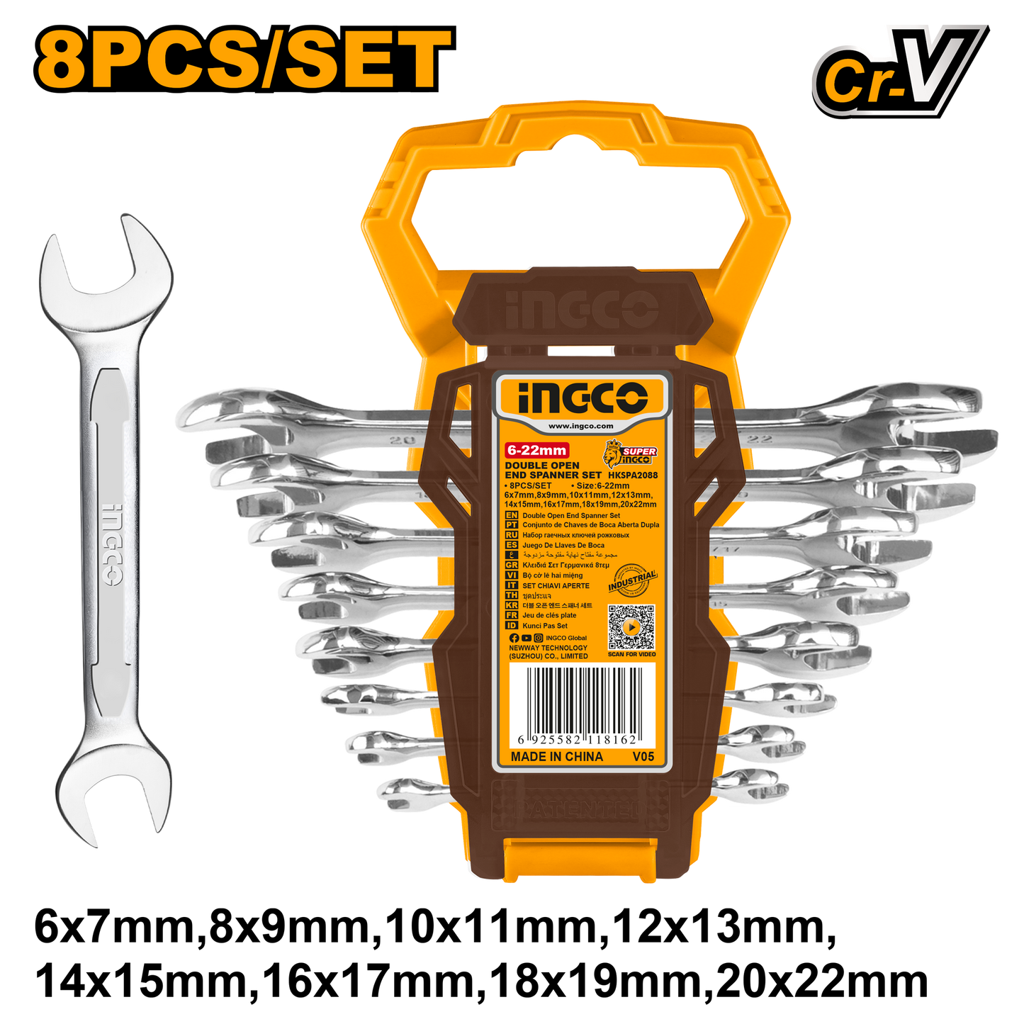 INGCO -  8Pcs Double open end spanner set  HKSPA2088