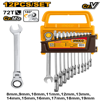 INGCO -  12pcs Flexible Ratchet Spanner Set  HKSPAR1123