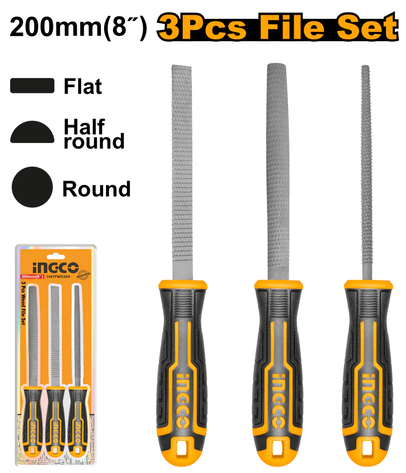 INGCO -  3 Pcs wood file set  HKTFW0308
