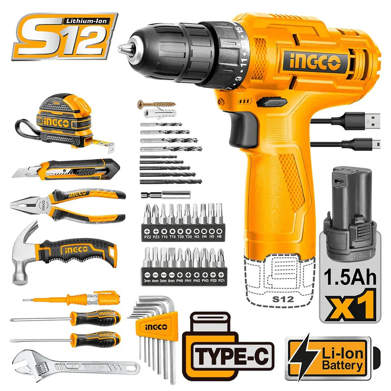INGCO -  89 Pcs Tools set 12v HKTHP10891