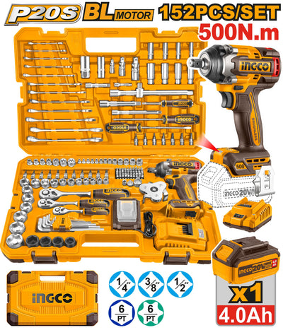 INGCO -  152 Pcs Cordless impact wrench tools set 20v HKTHP31521