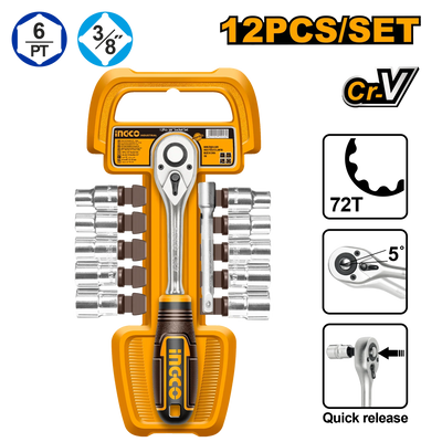INGCO -  12 Pcs 3/8" socket set  HKTS38122