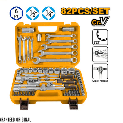 INGCO -  82 Pcs 1/4"&1/2" Socket set  HKTS42802