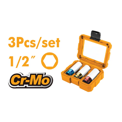 INGCO -  3 Pcs 1/2" non- marring lug nut socket set  HNMLNS031