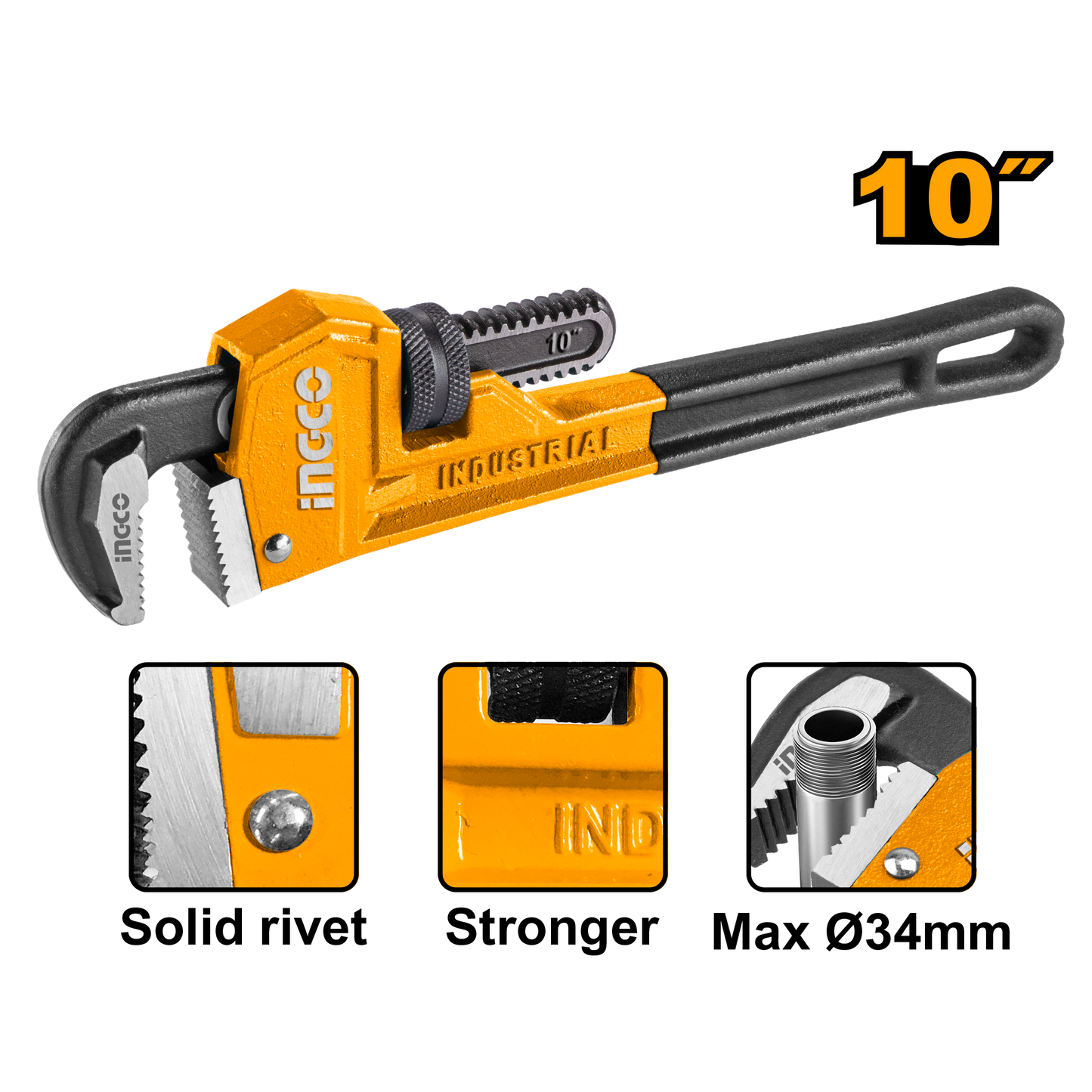 INGCO -  Pipe wrench 34mm HPW0810