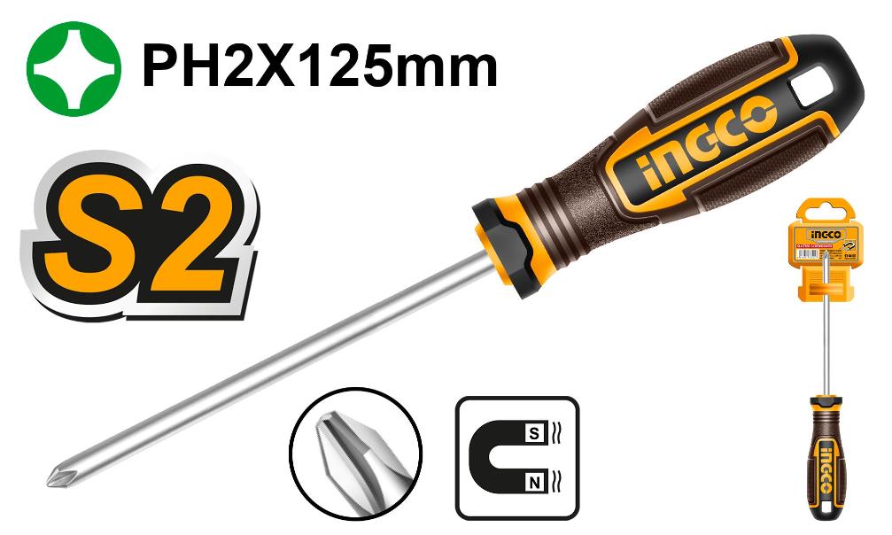 INGCO -  Phillips screwdriver 125MM/PH2 HSDPH2125