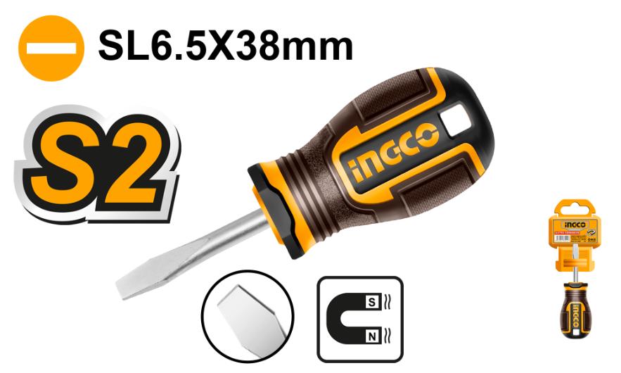 INGCO -  Slotted screwdriver SL6.5/38MM HSDSL6038