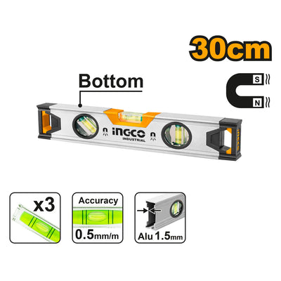 INGCO -  Spirit level with powerful magnets 30cm HSL38030M