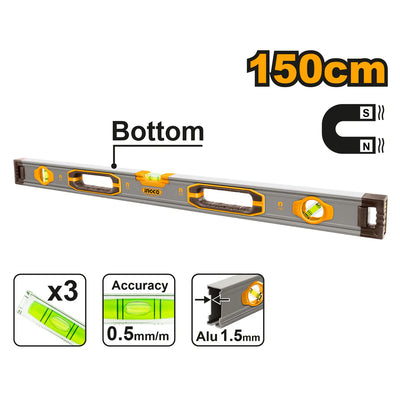 INGCO -  Spirit level with powerful magnets 150cm HSL38150M