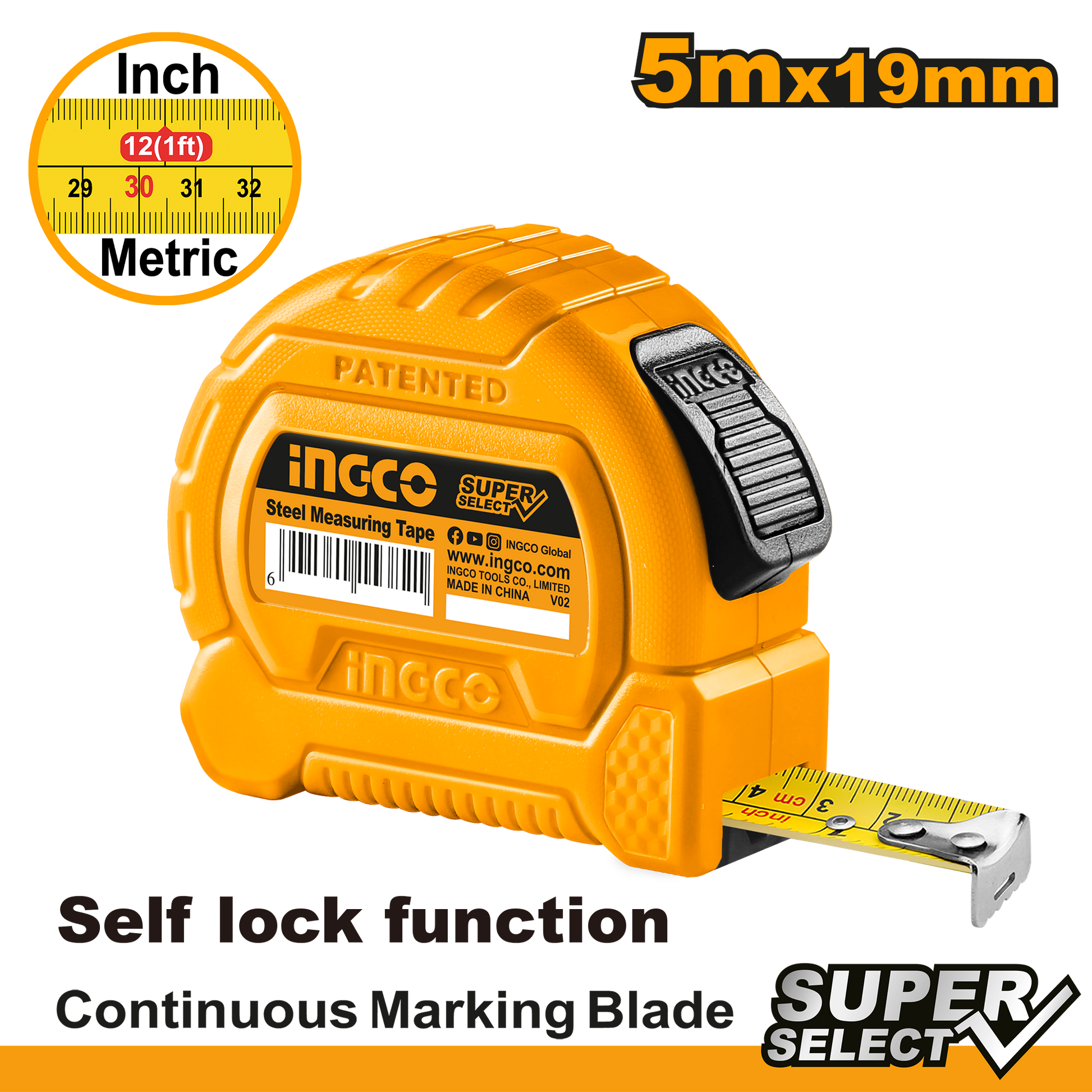 INGCO -  Steel measuring tape 5*19mm HSMT27519